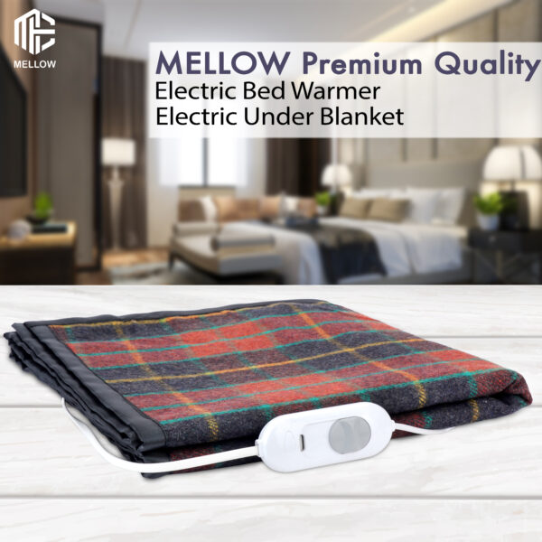 dark multicolour check design electric blanket